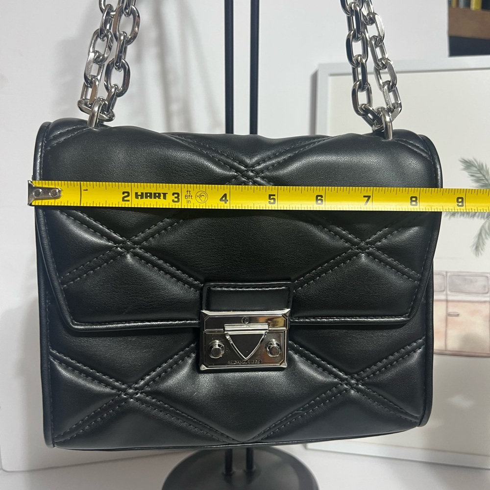 Michael Kors serena flap Black Quilted shoulder and Crossbody Bag Chain Strap - Picture 13 of 14